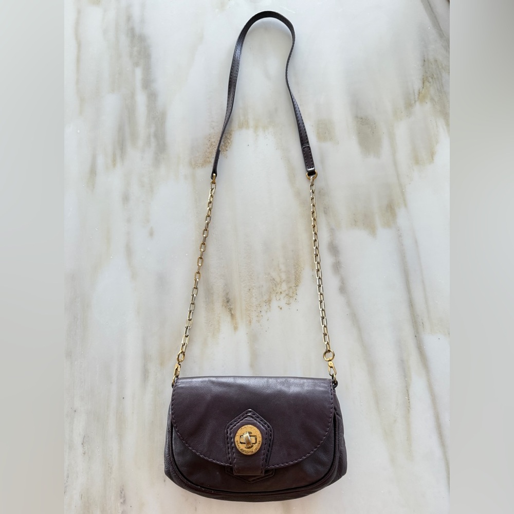 Marc by Marc Jacobs Leather Turnlock Crossbody Bag in Eggplant